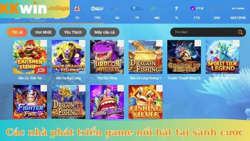 Các nhà phát triển game nổi bật tại sảnh cược